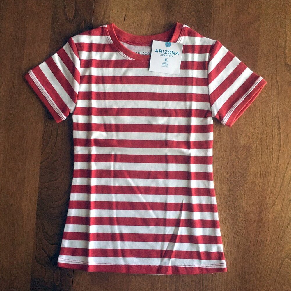 Arizona red stripe tee XS 6/6X NWT